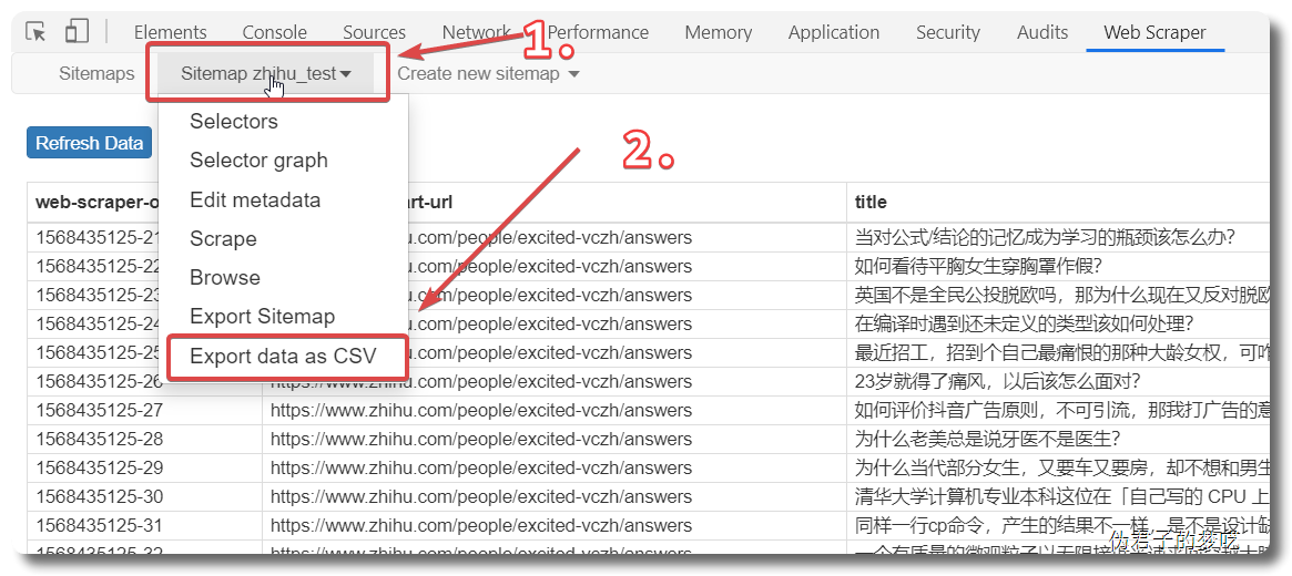 Export data as CSV